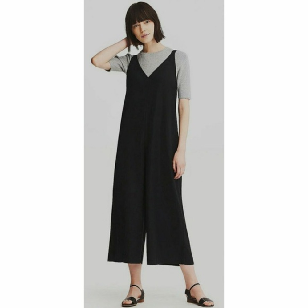 Black linen blend jumpsuit